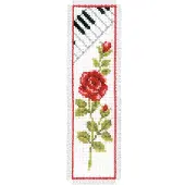 Vervaco - Bladwijzer kit - Roos met piano - PN-0003136 - Borduren - Borduurpakket - Borduurpakket volwassenen - Borduurpakket kind