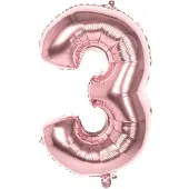 Boland ballon cijfer 3 rosé goud 86 cm