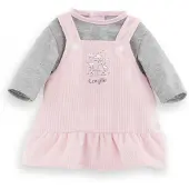 Corolle poppenjurk met shirt - Babypop kleding 36cm roze grijs.