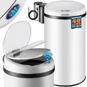 Monzana Sensor afvalbak Wit roestvrij staal 40 liter
