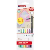 Edding 1200 - fijne viltstiften in pastelkleuren - set van 6 kleuren - back to school