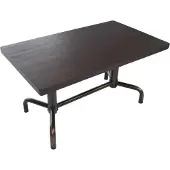 Mendler Eettafel -P31, eettafel, industriële stijl, hout 140 x 80 cm ~ donker, bronskleurig onderstel