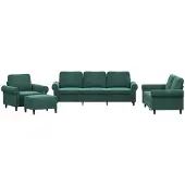 vidaXL 4-delige Loungeset met kussens fluweel donkergroen