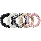 Slip Zijde Midi Scrunchies in Zwart, Wit, Marine Stripe, Roze en Karamel - 100% Pure 22 Momme Mulberry Zijde