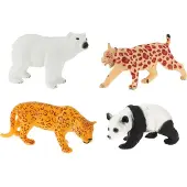 Toi-Toys dierenset ijsbeer/lynx/luipaard/panda 4 stuks 10 cm