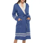 Lalay Gevoerde hamam badjas Krem Sultan royal blue van Lalay