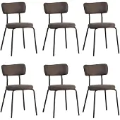 Bronx71 Industriële eetkamerstoel Lyon antraciet eco-leer - Eetkamerstoelen set van 6 - stoel