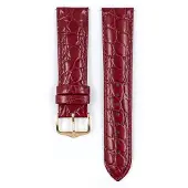 Hirsch Hirsh Horlogeband Crocograin Wijnrood - Leer - 18mm