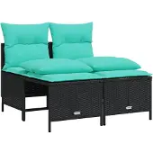 vidaXL 4-delige tuinbankset met kussens, zwart polyrotan