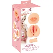 Nature Skin - vagina- en mondmasturbator (natuurkleur)