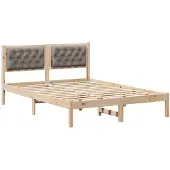 vidaXL Bedframe met hoofdeinde Taupe 150 x 200 cm Massief grenenhout