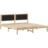 vidaXL Bedframe met hoofdeinde Zwart 160 x 200 cm Massief grenenhout