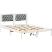 vidaXL Bedframe, lichtgrijs, 140 x 190 cm, massief dennenhout