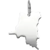 MOOYE ® - Collectie Zilveren Landkaart Congo Kinshasa ketting hanger