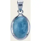 MOOYE ® - Collectie Zilveren Larimar edelsteen ovaal glad kettinghanger
