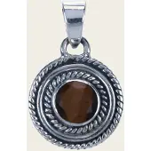 MOOYE ® - Collectie Zilveren Tijgeroog edelsteen rond facet geslepen kettinghanger