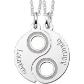 MOOYE ® - Collectie Zilveren graveerplaatje Yin Yang ketting hanger