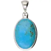 MOOYE ® - Collectie Zilveren Turkoois Turquoise edelsteen ovaal glad kettinghanger