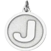 MOOYE ® - Collectie Zilveren Letter J rond mat en glans kettinghanger