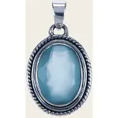 MOOYE ® - Collectie Zilveren Chalcedoon aqua edelsteen ovaal facet geslepen kettinghanger