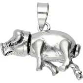 MOOYE ® - Collectie Zilveren Varken bewegend 3D ketting hanger