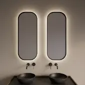 Gliss Design Spiegel plato met indirecte led verlichting en verwarming 40x100 cm mat zwart