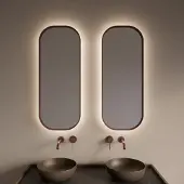 Gliss Design Spiegel plato met indirecte led verlichting en verwarming 40x100 cm koper rose