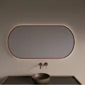 Gliss Design Aura spiegel met LED-verlichting 100x70cm rosé koper