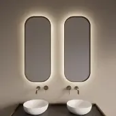 Gliss Design Spiegel plato met indirecte led verlichting en verwarming 50x100 cm mat goud