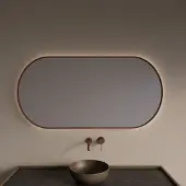 Gliss Design Aura spiegel met LED-verlichting 140x70cm rosé koper