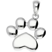 MOOYE ® - Collectie Zilveren Hondenpoot met hart kettinghanger