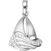 MOOYE ® - Collectie Zilveren Zeilboot met witte kristallen mat en glans