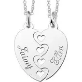 MOOYE ® - Collectie Zilveren graveerplaatje breekhanger Harten open ketting hanger