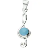 MOOYE ® - Collectie Zilveren Muzieksleutel met turquoise edelsteen kettinghanger