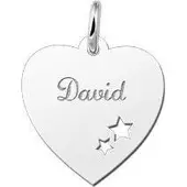 MOOYE ® - Collectie Zilveren graveerplaatje Hart met sterren ketting hanger