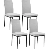 Beliani RINER - Eetkamerstoel set van 4 - Grijs - Polyester