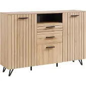 En.casa Dressoir Noppen 100x150x38 cm eikenkleurig en zwart []