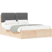 vidaXL Bedframe met Gevoerde Hoofdbord Donkergrijs 160 x 200 cm