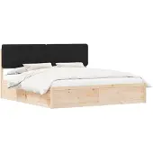 vidaXL Bedframe met Gevoerde Hoofdbord Zwart 200 x 200 cm