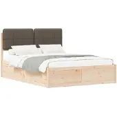 vidaXL Bedframe met Gevoerde Hoofdbord Taupe 160 x 200 cm