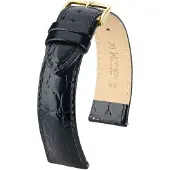 Hirsch Hirsh Horlogeband Crocograin Zwart - Leer - 8mm