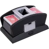 Engelhart Kaartschudmachine - Automatisch - Zwart Leder - Druk op Knop - 23 x 13 x 10,5 cm -