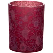 Mars & More waxinelichthouder fluwelen bloemen bordeaux groot 12cm