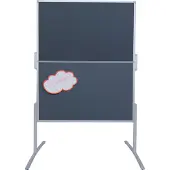 Franken Moderatiebord PRO, opvouwbaar, aan beide zijden te gebruiken, B 1200 x H 1500 mm, vilt, grijs, MT880312