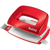 Esselte Leitz WOW Mini Perforator - Perforeert Tot 10 Vel - Voor Mappen En Ringbanden - Ideaal Voor Thuiskantoor/Thuiswerkplek - Rood
