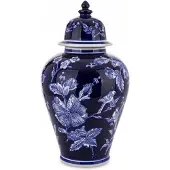 Artpol Stijlvolle Keramische Amfora Vaas - Blauw, Wit & Marineblauw