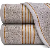 Darymex Tiwano Katoenen Handdoek 50x90cm - Grijs/Goud 500 g/m²