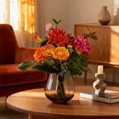 Maxifleur Kunstplanten Handgebonden kunstboeket Liva Madrid - Oranje/Rood 50cm