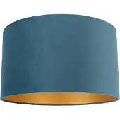QAZQA Fluwelen lampenkap blauw 35/35/20 met gouden binnenkant