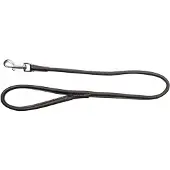 Dingo Ronde Leren Halsband SOFT Zwart 90cm
